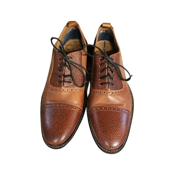 Thomas &‎ Vine Lincoln Wingtip Oxford Cognac Leather 9.5 - Picture 4 of 11